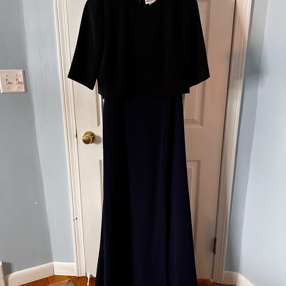 Elegant Black and Navy Evening Gown